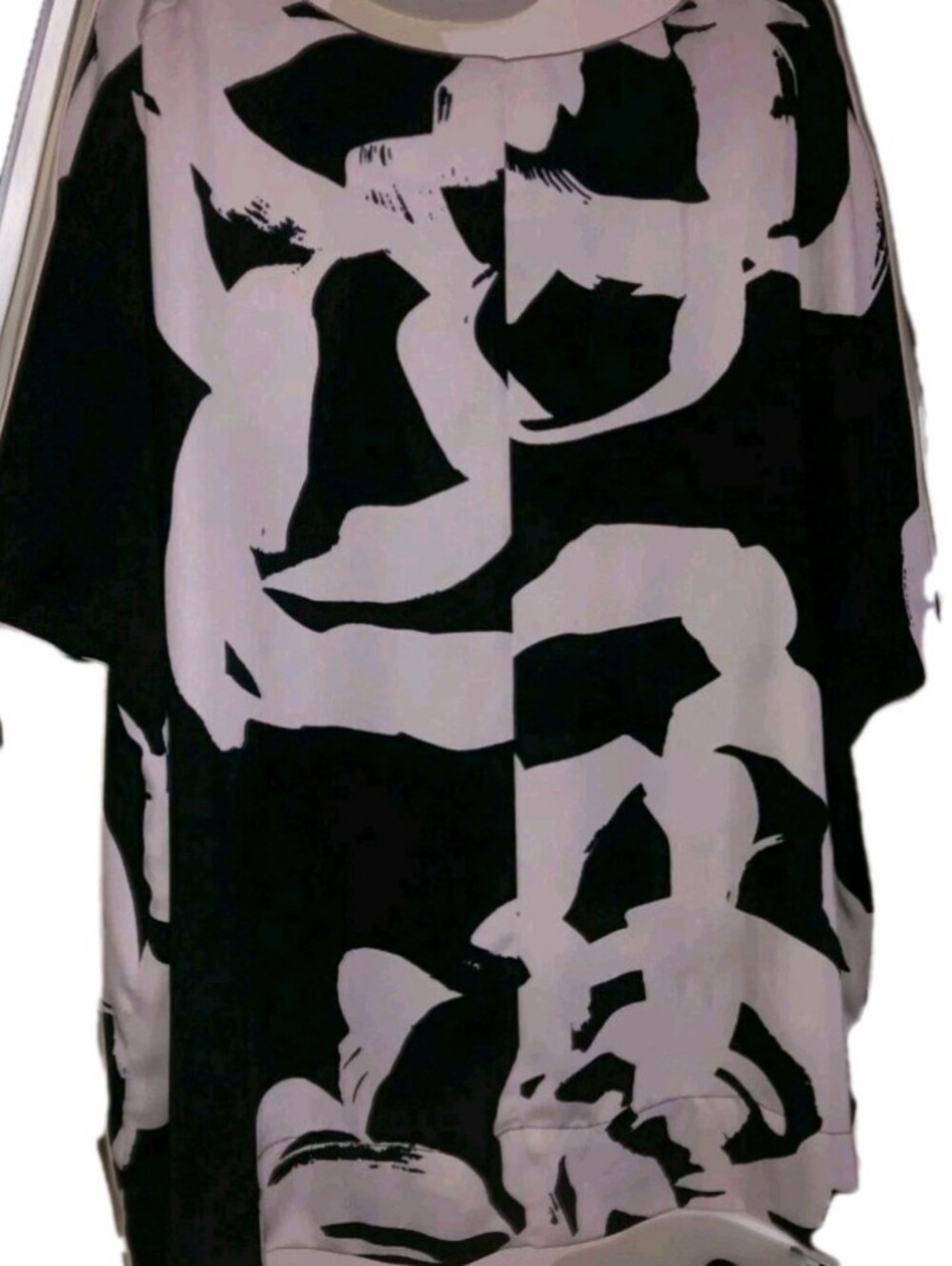 Chico's Boho Top Black White Print McQueen Art To Wear Lightweight Size 3